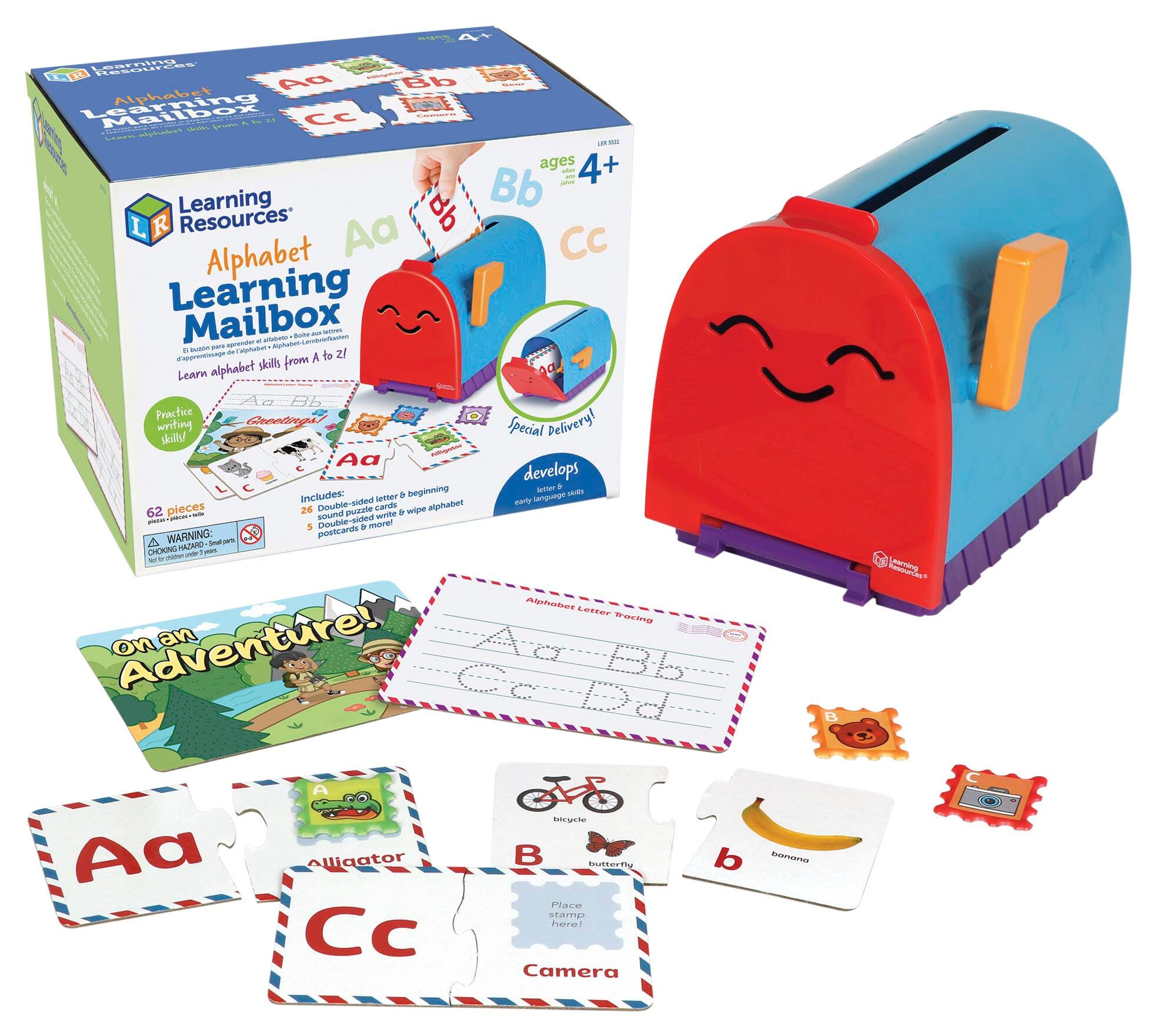 Learning Resources Alphabet Learning Mailbox, 62 Pieces | School